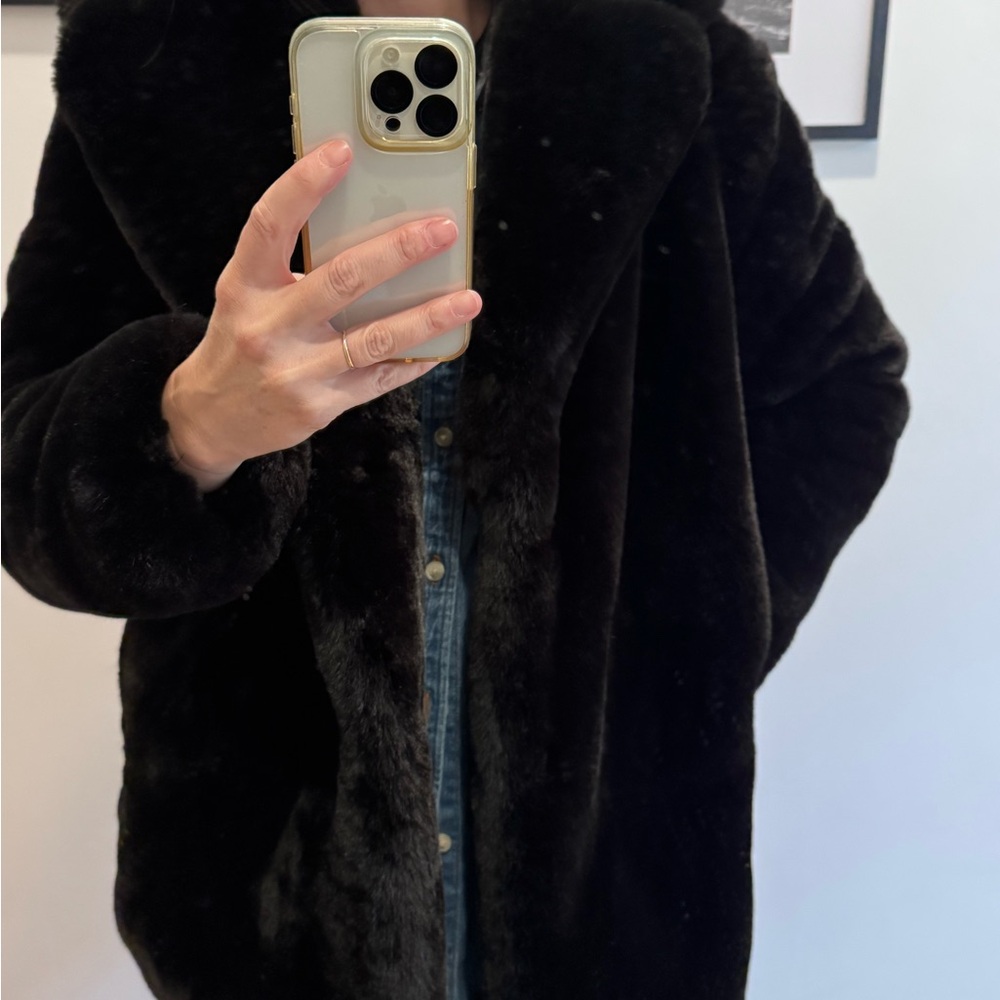 Zara Black Faux Fur Coat